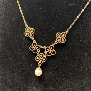 Avon Gold Filigree Necklace with Pearl Accent